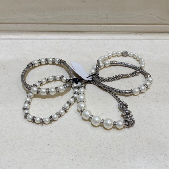 NWT | WHBM | Glass Pearl Stretch Bracelets - Picture 2 of 7